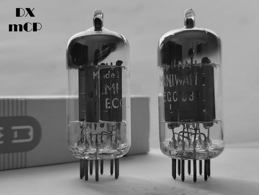 飞利浦 ECC83 12AX7 配对长屏箔 D 45° 吸气剂 - DX mCP(Valvo Hamburg,1953-1954 年)- 全新库存