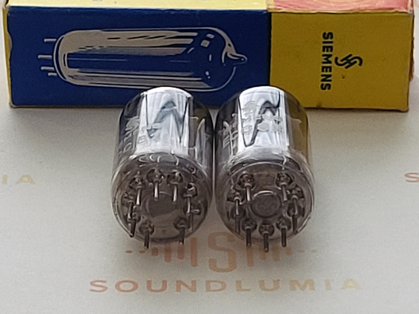 Siemens ECC82 12AU7 Chromplatten passendes Paar - München 1961 Gf0 - Fast NOS