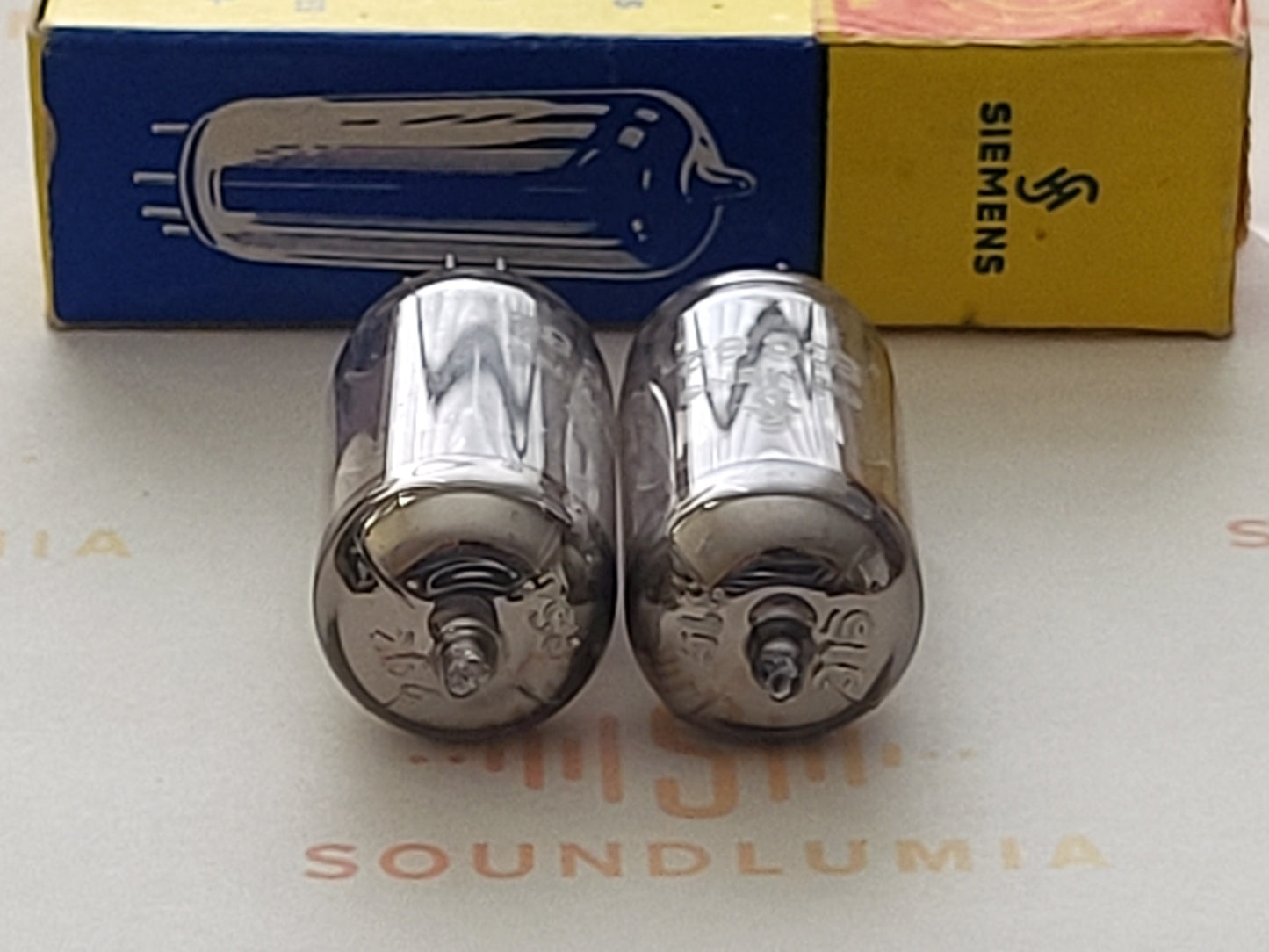 Siemens ECC82 12AU7 Chromplatten passendes Paar - München 1961 Gf0 - Fast NOS