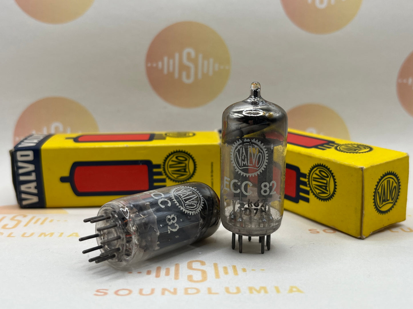 Valvo ECC82 Lange Platten 30° Getter Matched Quad - Hamburg '57 - Gleicher Code - NOS
