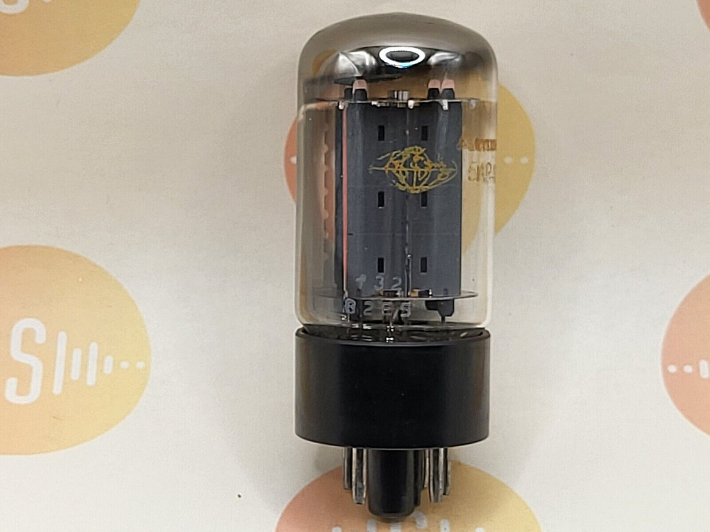1x Mullard GZ34 5AR4 Double O Getter - Orange Globe Label - Blackburn '62 - NOS
