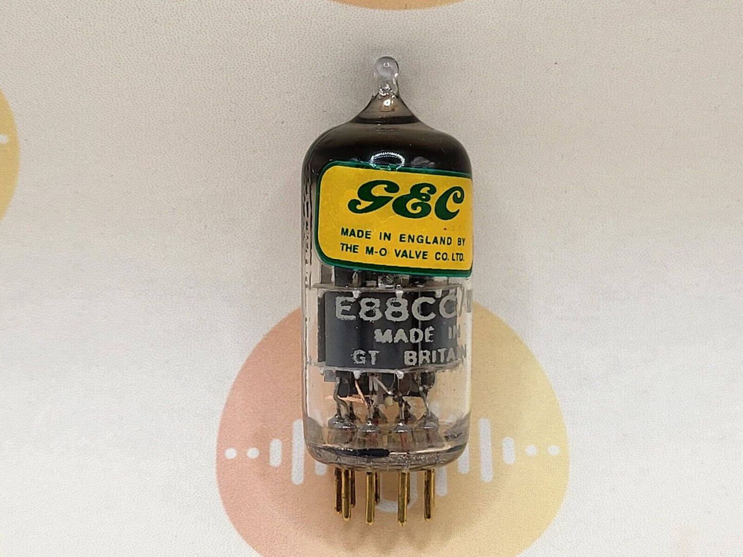 1x Mullard E88CC/01 (Mil. Spec E88CC) GEC-Etikett aus zerknittertem Glas – Mitcham '61