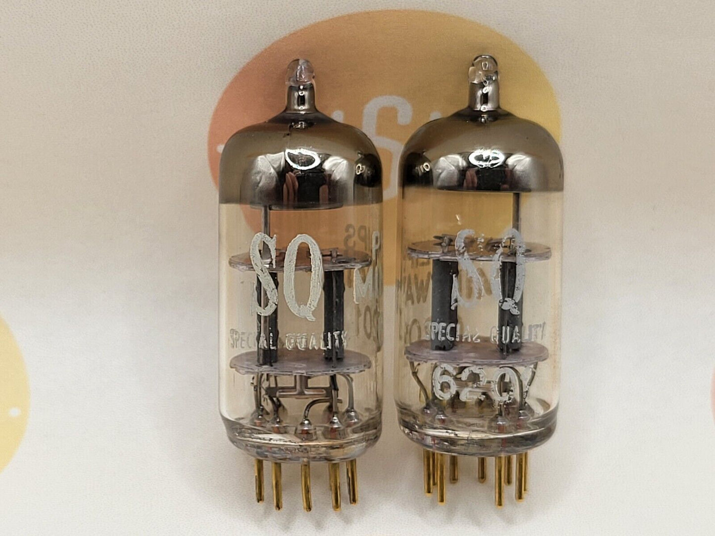 2x Valvo 6201 = E81CC Gold Pin - Philips SQ Label - Hamburg '62/'64 Df6