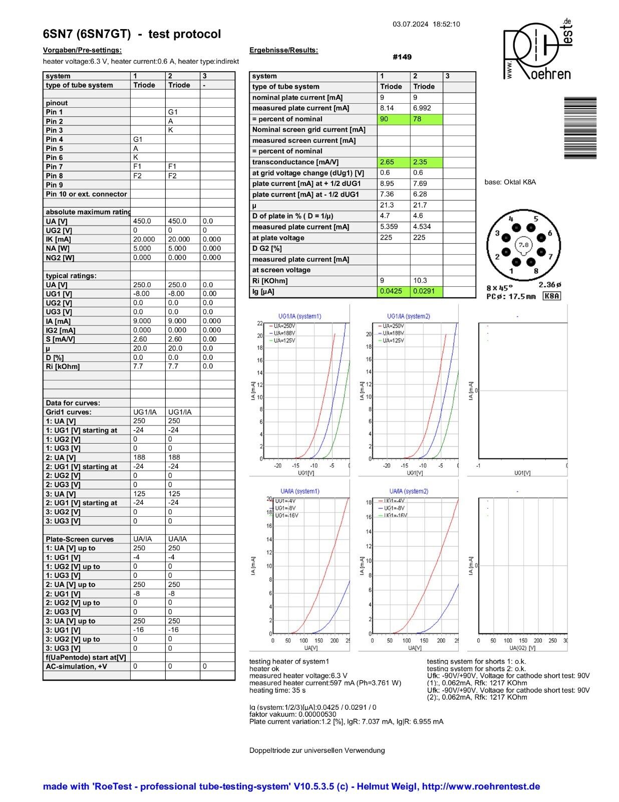 1x Brimar 6SN7GT = VT-231 Schwarzes Glas - Gelber Aufdruck - Britisches BVA - Fast NOS