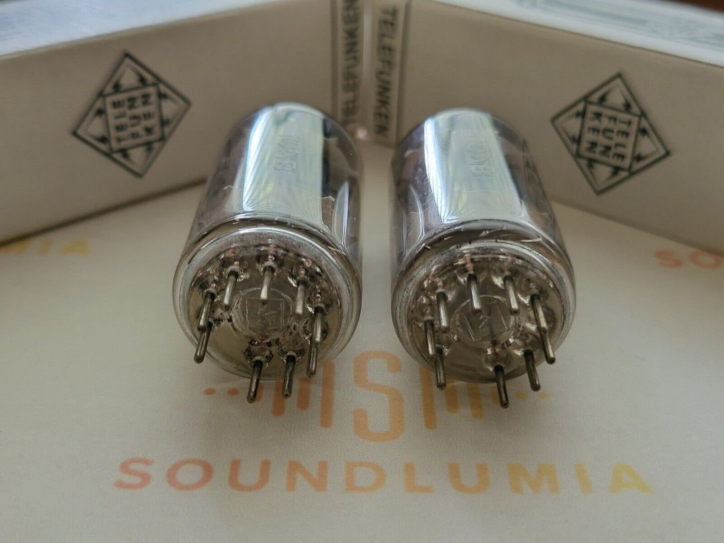 Telefunken ECC83 12AX7 Matched Pair 17mm Ribbed Plates ◇ Base - Berlin 1957