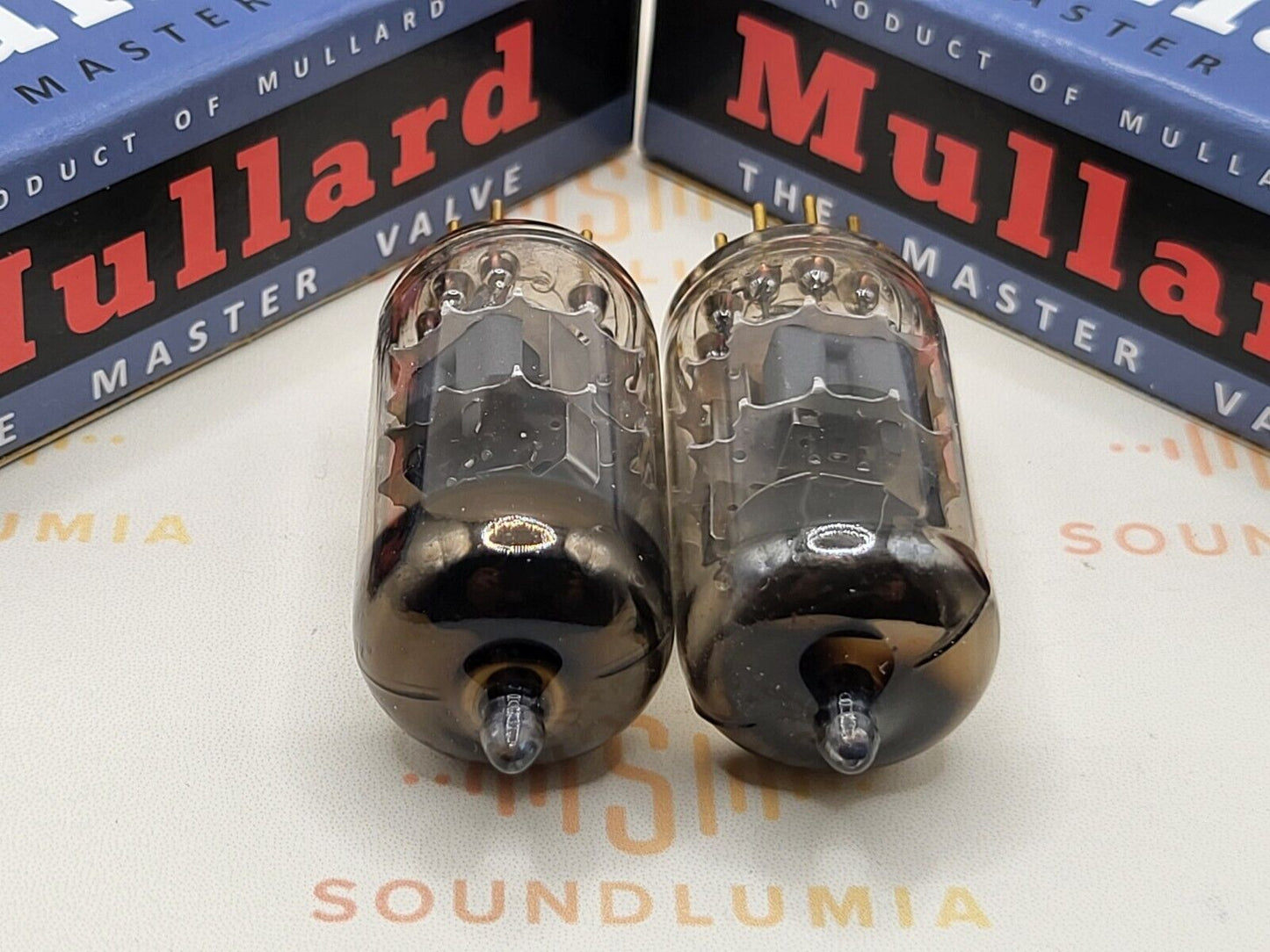 Mullard E88CC 6922 Passendes Paar - Schildlogo - Mitcham, GB 1967/69 7L1 - Stark
