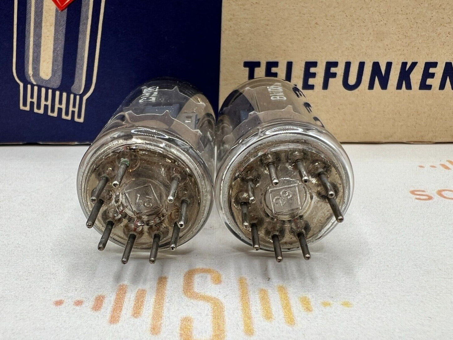 Telefunken ECC82 12AU7 Ribbed Plates ◇ Matched Pair - Berlin '57 - Near NOS