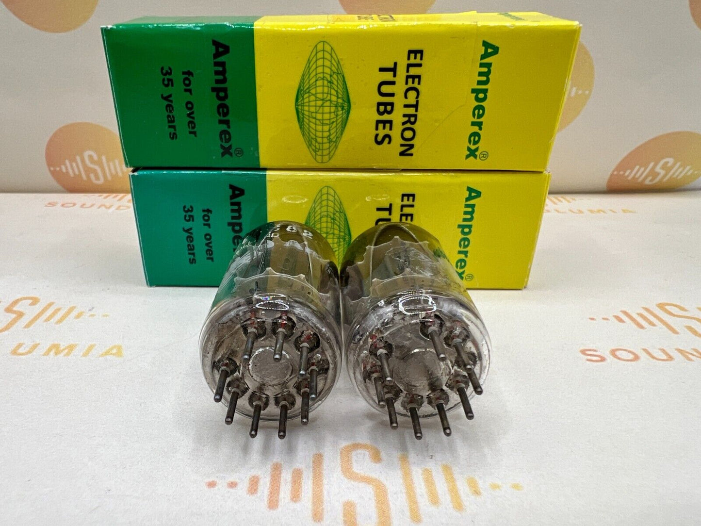 Amperex ECC82 12AU7 Bugle Boy Label Kurze Platten passendes Paar - Heerlen, NL '62
