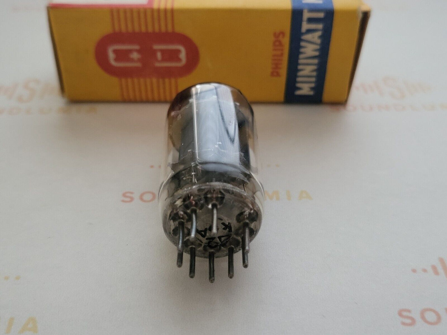 Philips 12AU7 ECC82 Lange Platten Quadrat Getter in Originalverpackung - Holland 1952 K6A