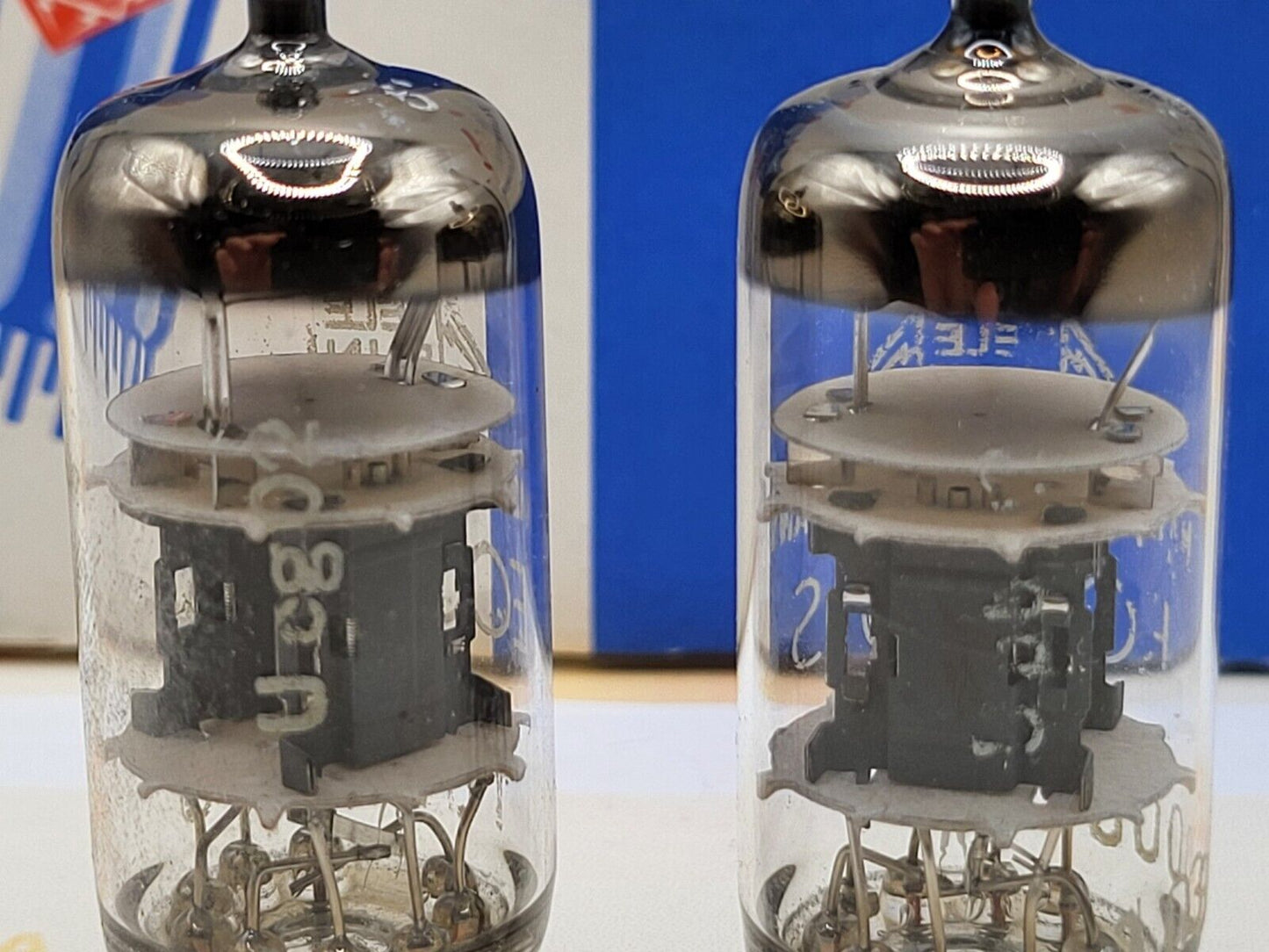 2x Telefunken ECC801S = 6201 = E81CC (ECC81+) ◇ Unten – Ulm 1958 – Gleicher Code