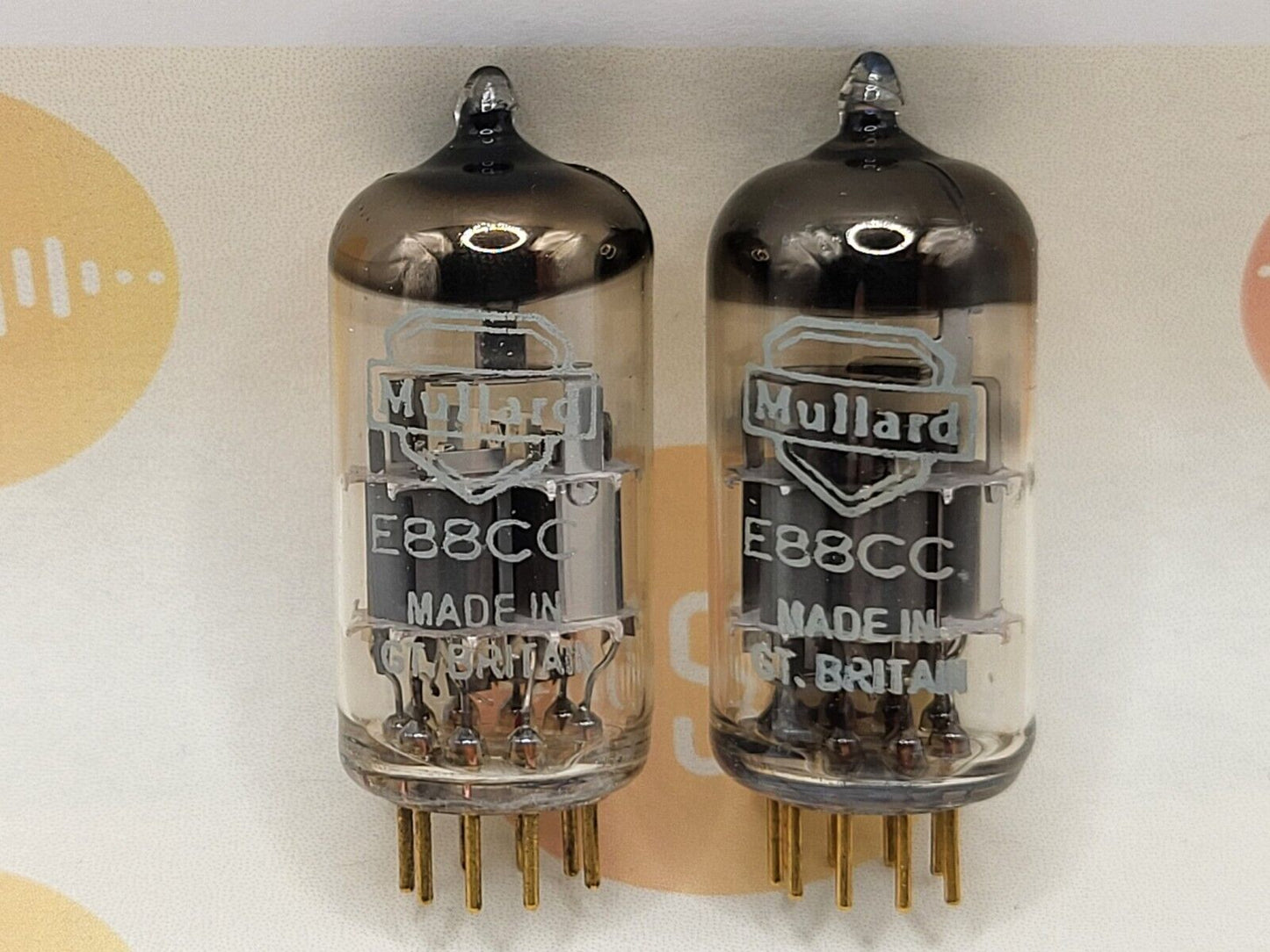 Mullard E88CC 6922 Passendes Paar - Schildlogo - Mitcham, GB 1967/69 7L1 - Stark