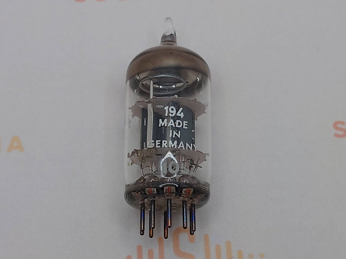 1x Lorenz ECC82 12AT7 Lange Platten - Pre-SEL weißes rundes Logo - Stuggart 50er