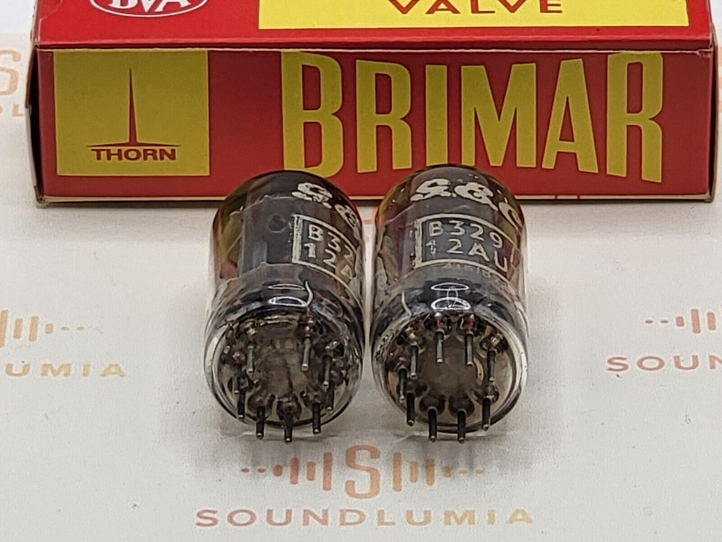 2x Brimar B329 (ECC82+) Long Plates Square Getter - G.E.C. Label - UK '55/56