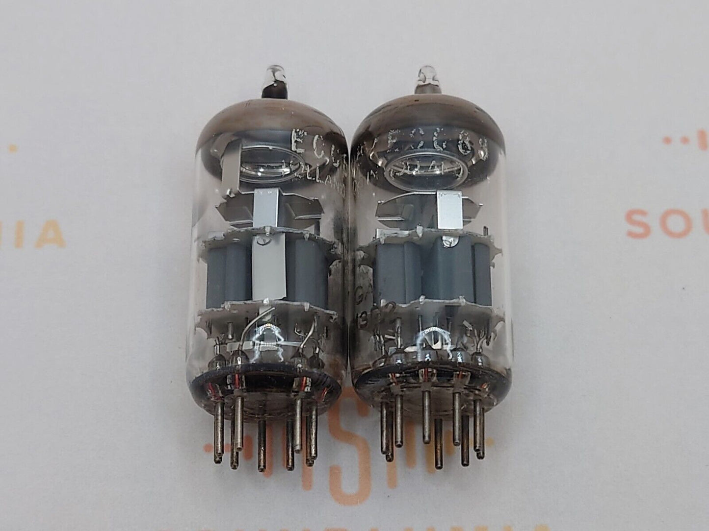 Amperex ECC88 6DJ6 O-Getter Matched Pair- Bugle Boy Label - Heerlen, NL '63/'65