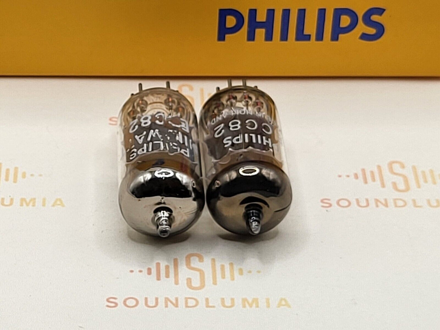 Philips ECC82 12AU7, passendes Paar kurzer Platten - Heerlen, NL '65/'66, fast neuwertig