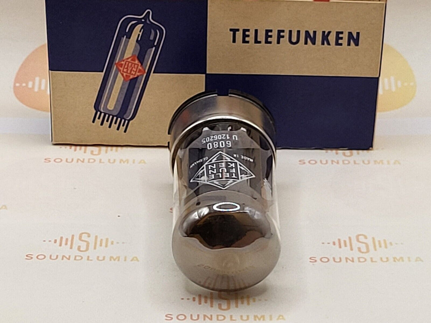 1x Telefunken 6080 = 6AS7 OO Getter Triple Mica Metal Base - Ulm 1966 - NOS
