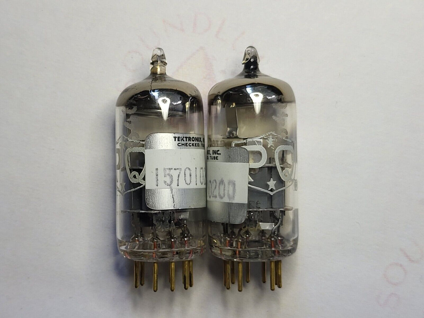 Amperex PQ 7308 = E188CC passendes Paar weißer Aufdruck USA 1966 Tektronix geprüft NOS