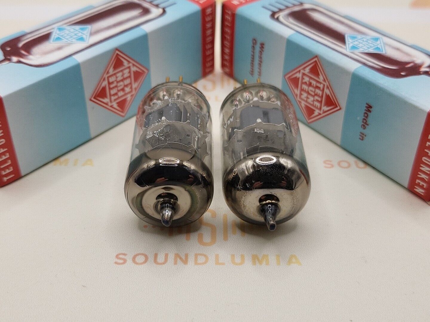 Telefunken E88CC = 6922 Matched Pair ◇ Bottom - Ulm 1968 - Strong NOS