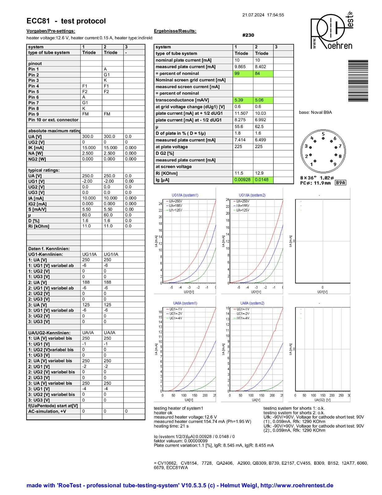 Telefunken ECC81 12AT7 匹配对 - ◇ 底部 - 柏林 '61/'63 - 近乎全新库存