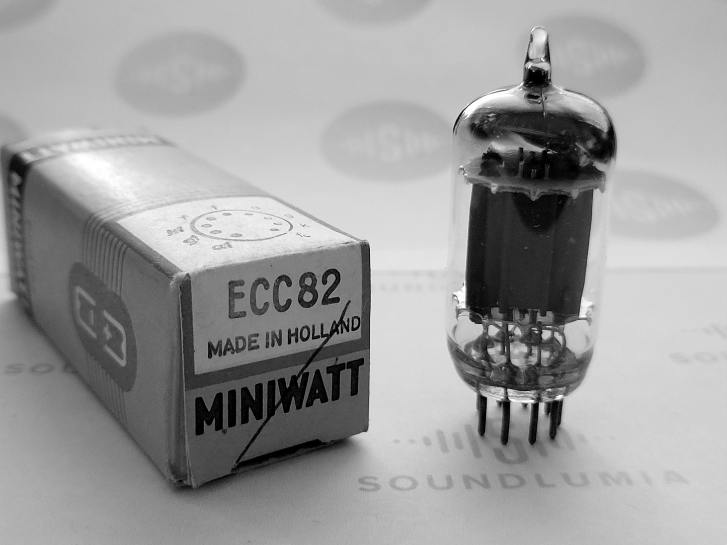Philips 12AU7 ECC82 Lange Platten Quadrat Getter in Originalverpackung - Holland 1952 K6A