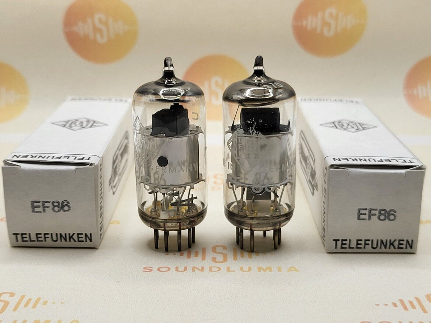 2x Telefunken EF86 6267 Silver Plates - ◇ Bottom - Ulm 1964 - Same Code - NOS