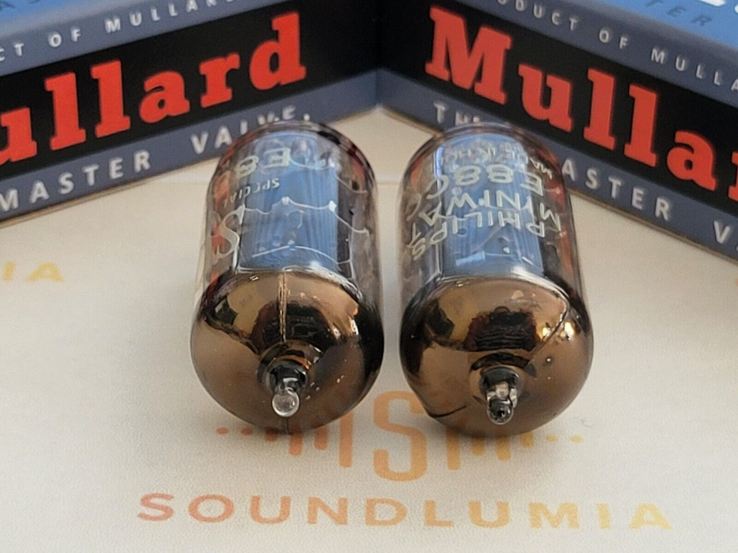 Mullard E88CC 6922 Passendes Paar - Philips SQ Label - Mitcham '65 - Gleicher Code
