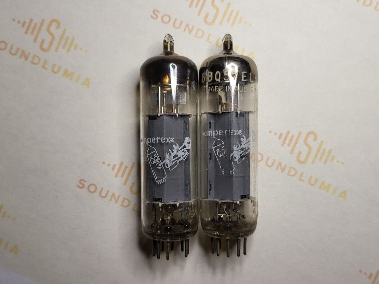 2x Amperex EL84 6BQ5 Tubes - Bugle Boy Label - Vienna 1966 KM4