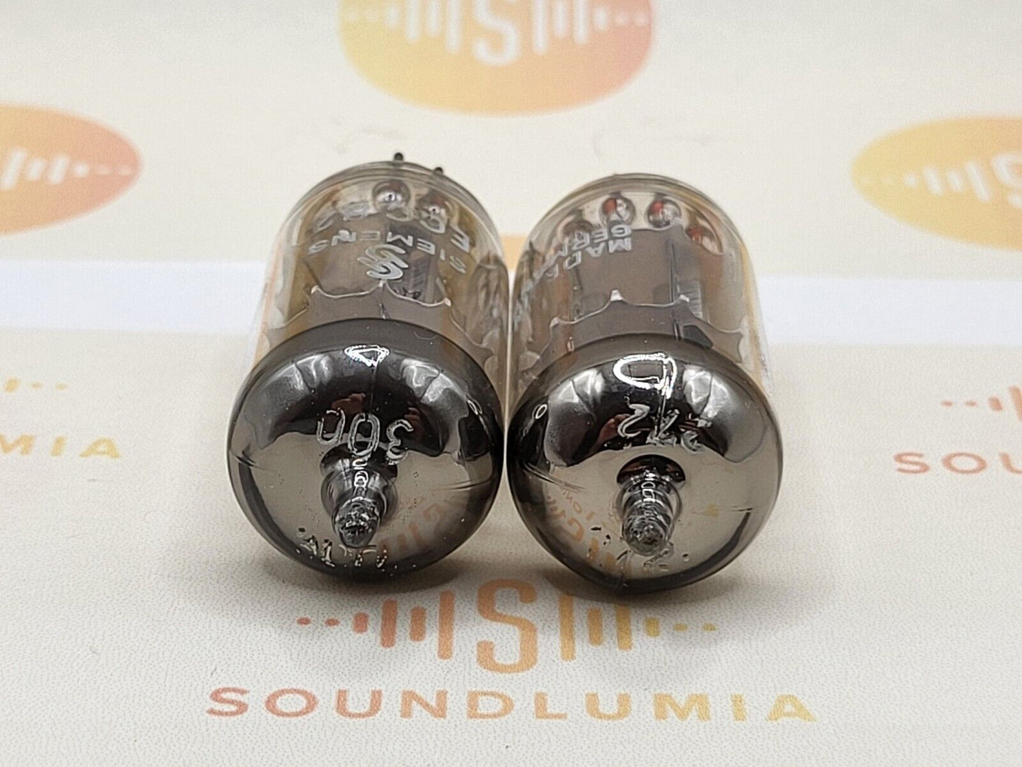 Siemens ECC82 12AU7 Chrome Plates Matched Pair - Munich 1961 Gf0 - Near NOS
