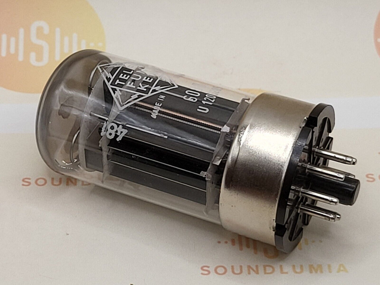 1x Telefunken 6080 = 6AS7 OO Getter Triple Mica Metal Base - Ulm 1966 - NOS