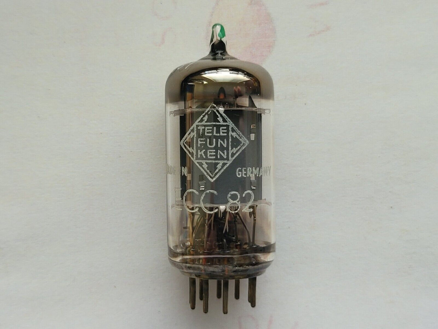 1x Telefunken ECC82 Green Tip - 17mm glatte Platten ◇ unten - Berlin 1961
