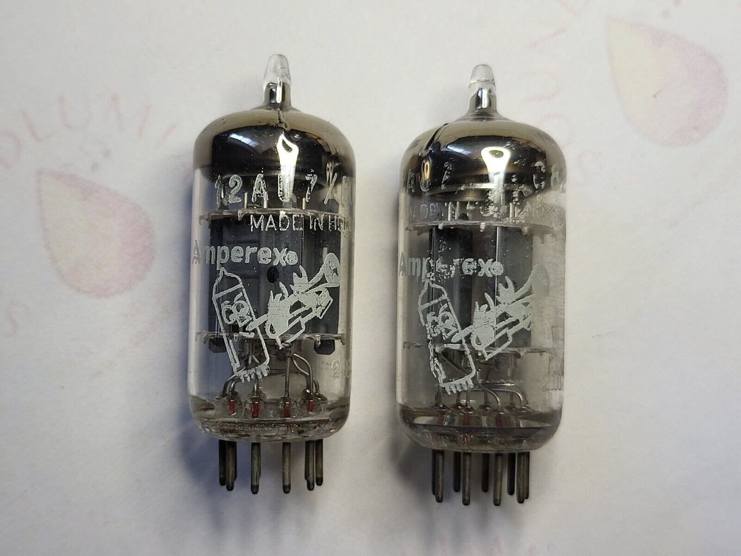 Amperex 12AU7 ECC82 Matched Pair - Bugle Boy - Holland 1961 - Gleicher Code