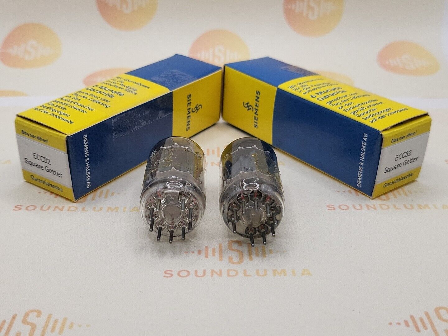 Siemens ECC82 12AU7 Long Plates Square Getter Matched Pair - Munich '56 K61 -NOS