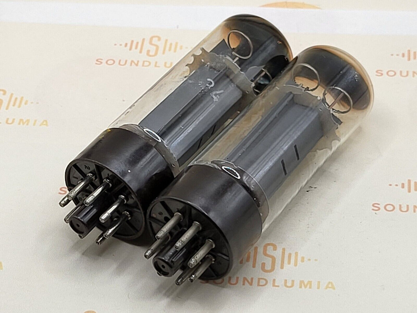 2x Mullard EL34 6CA7 OO Getter Orig. Box - Siemens Label - Blackburn '65/'66 Xf2