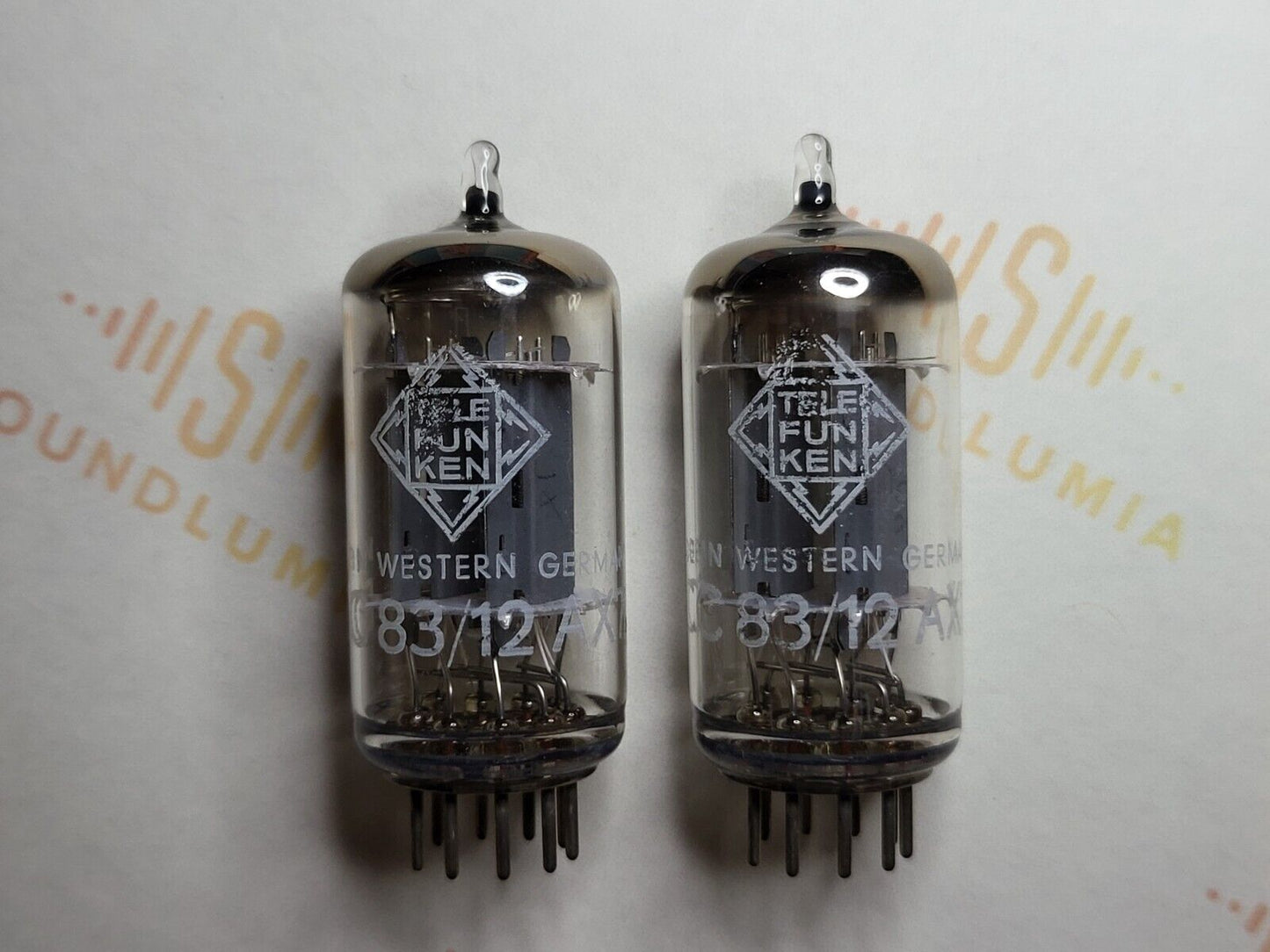 Telefunken ECC83 12AX7 17mm Smooth Plates Matched Pair ◇ Base - Berlin 1964 -NOS
