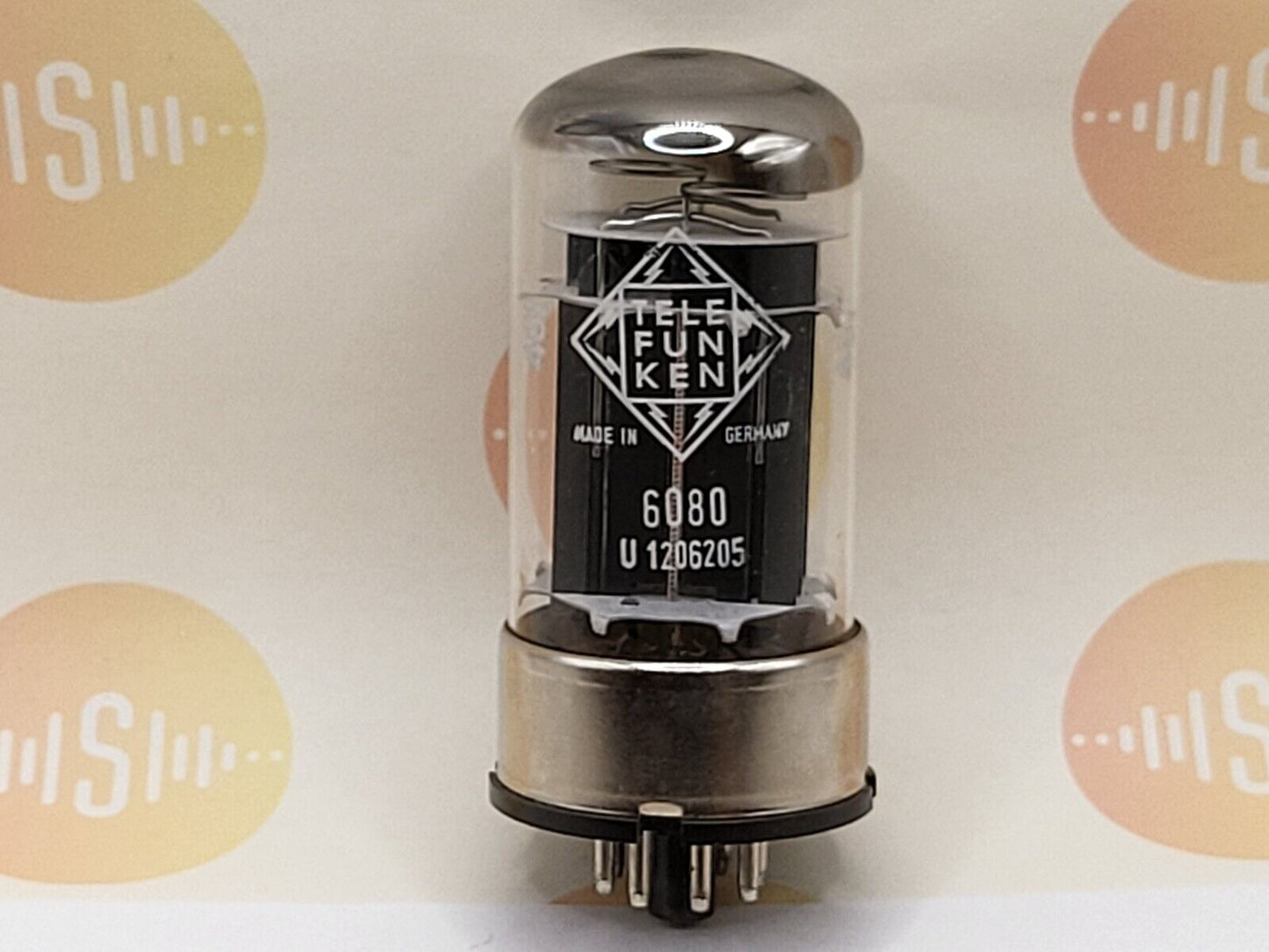 1x Telefunken 6080 = 6AS7 OO Getter Triple Mica Metal Base - Ulm 1966 - NOS