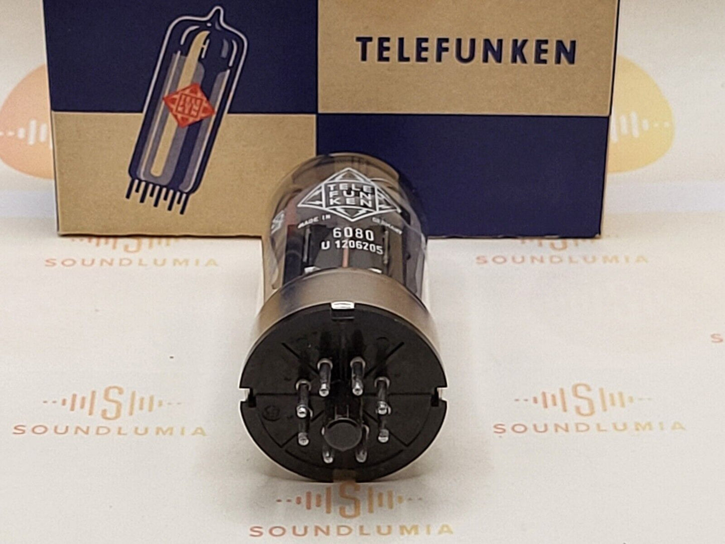 1x Telefunken 6080 = 6AS7 OO Getter Triple Mica Metal Base - Ulm 1966 - NOS