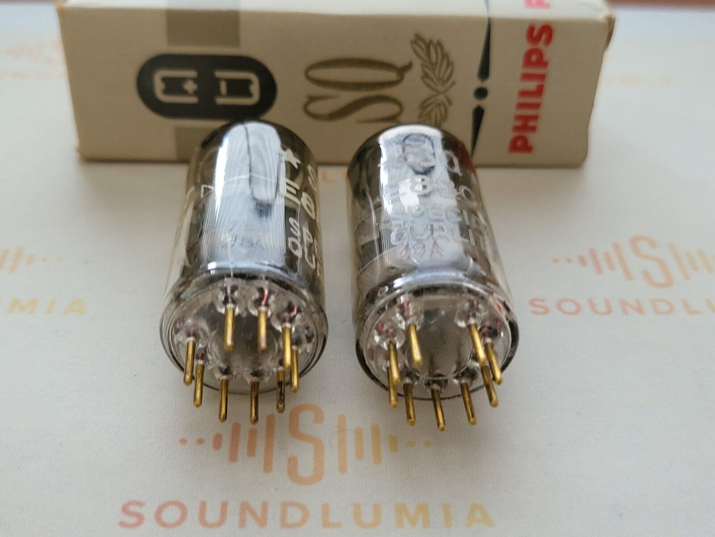 2x Philips Miniwatt SQ E88CC = 6922 D-getter - Heerlen, NL 1958/59 7L4 - NOS