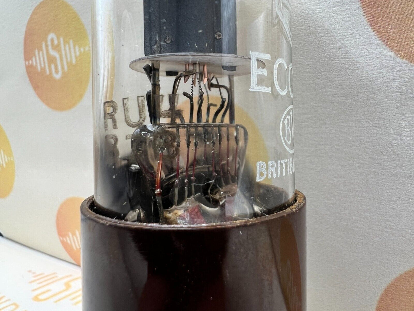 1x Mullard ECC35 CV569 6SL7GT Fat Brown Base Originalverpackung – Blackburn '57 – Neu im Karton
