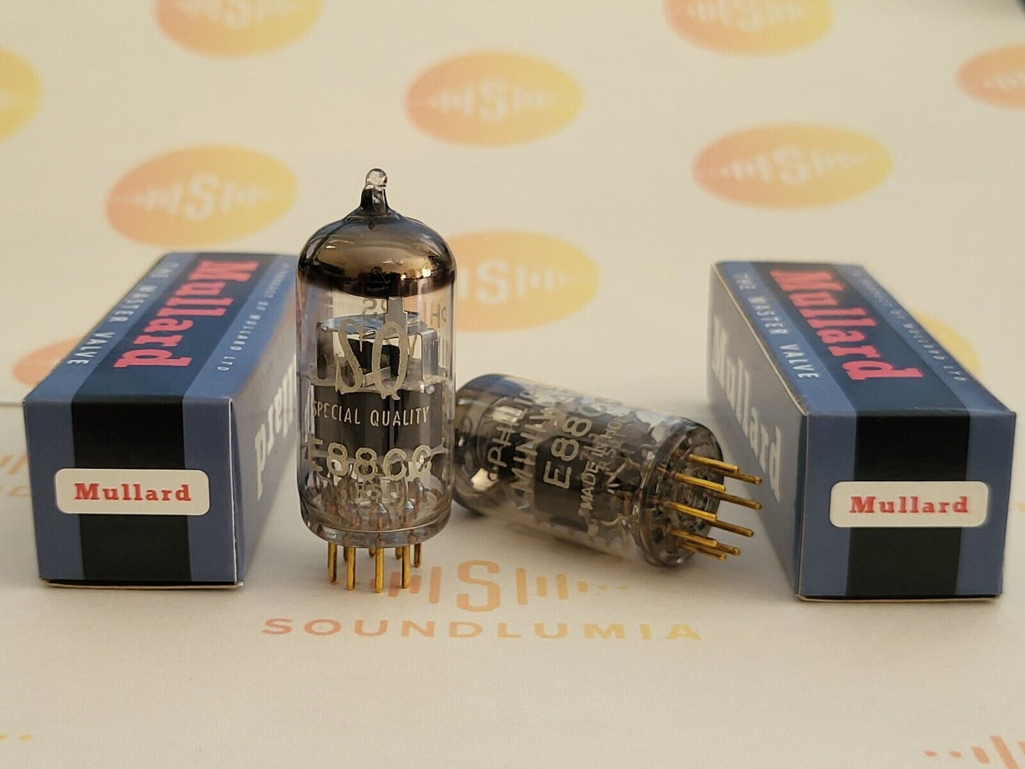 Mullard E88CC 6922 Passendes Paar - Philips SQ Label - Mitcham '65 - Gleicher Code