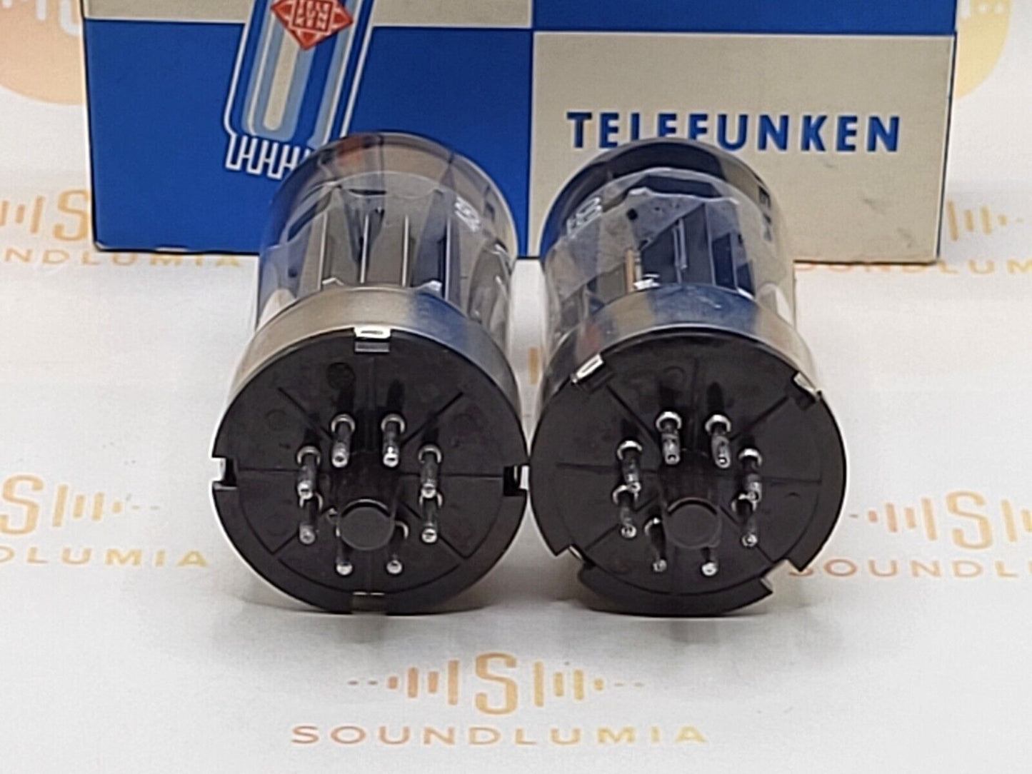 Telefunken 6080 OO Getter 3-Mica Blk Plates Metal Base-Mat. Pair Ulm '66/67 NOS+