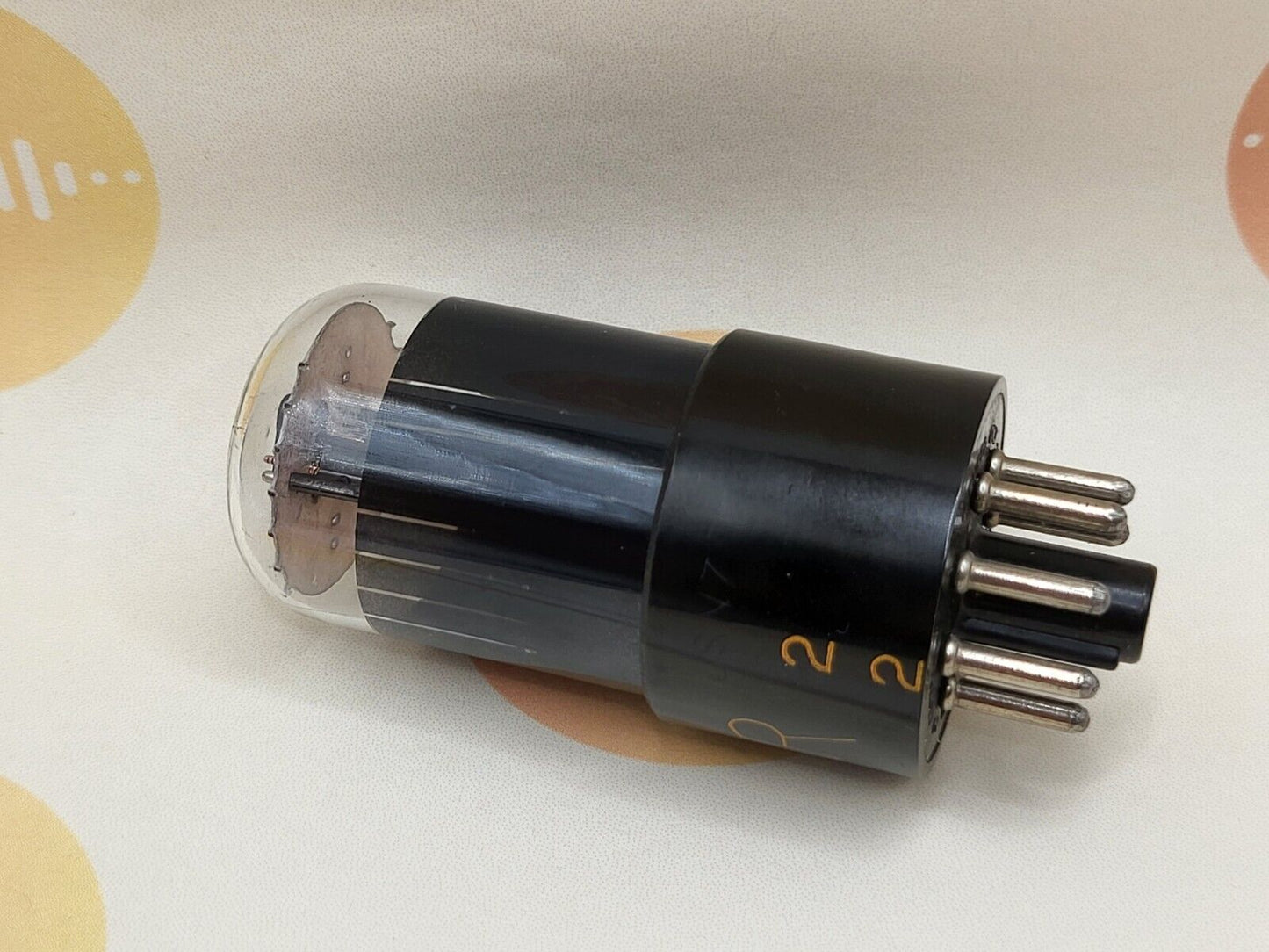 1x Brimar 6SN7GT = VT-231 Schwarzes Glas - Gelber Aufdruck - Britisches BVA - Fast NOS