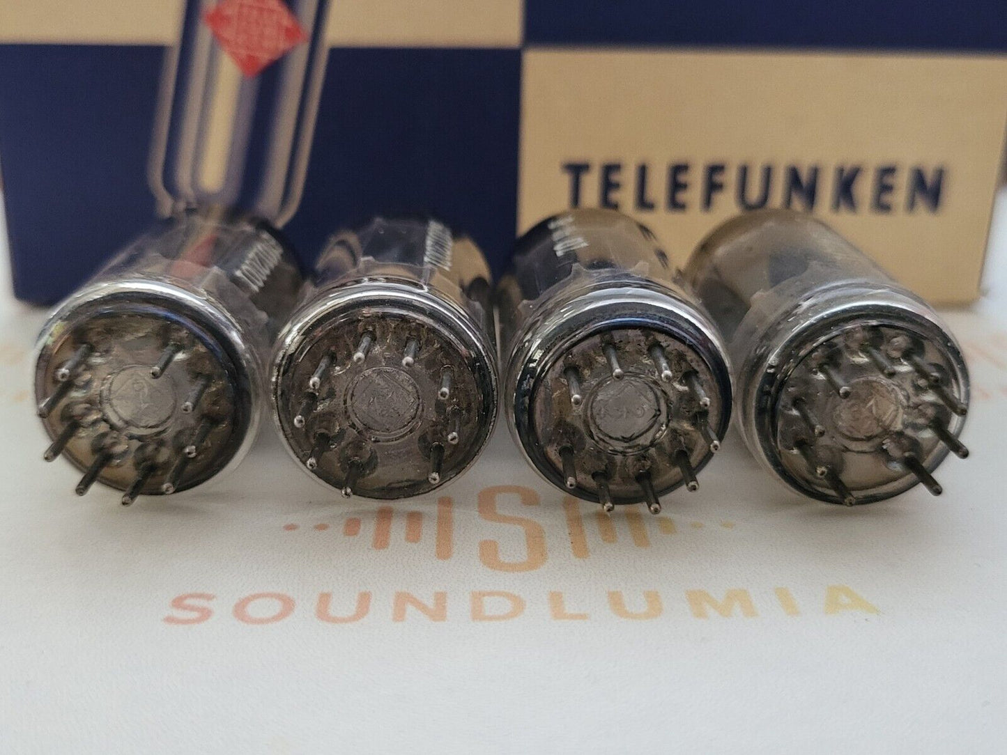 Telefunken ECC83 Long Smooth Plates Matched Quad ◇ Base - Berlin '62/'64 - NOS