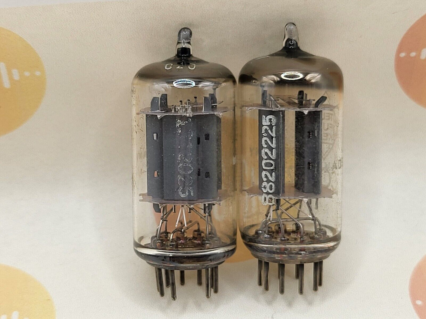 Telefunken ECC82 Matched Pair 17mm Smooth Plates ◇ Unten - Berlin 1962 - NOS