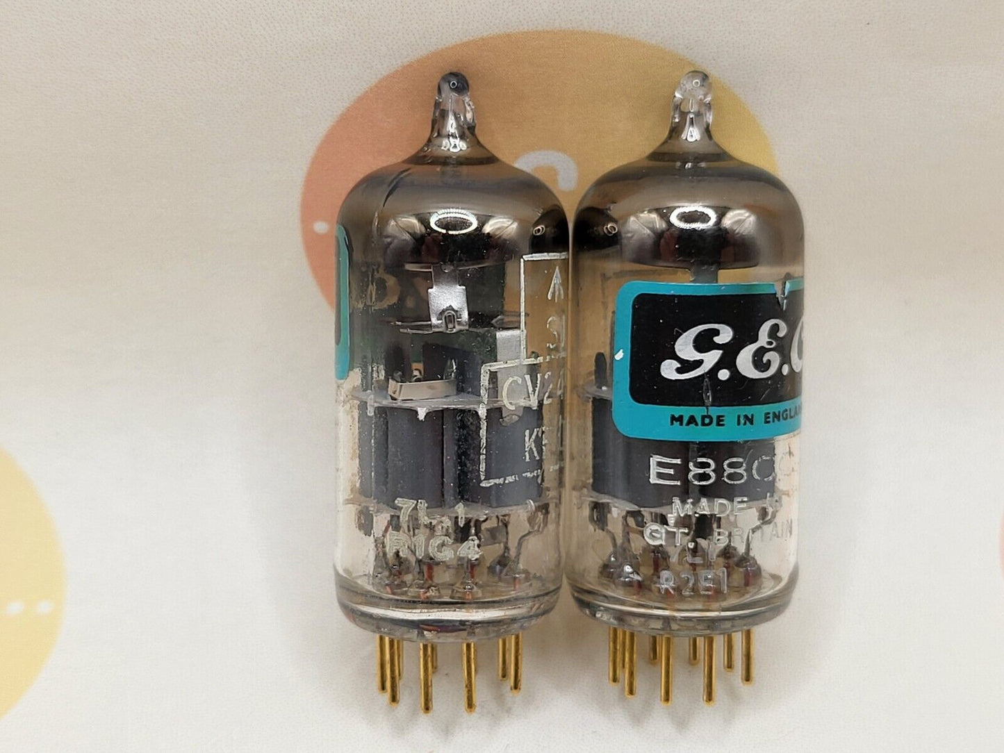 Mullard CV2492 (Mil. spec E88CC/6922) Matched Pair - G.E.C. Label - Mitcham '61/'62