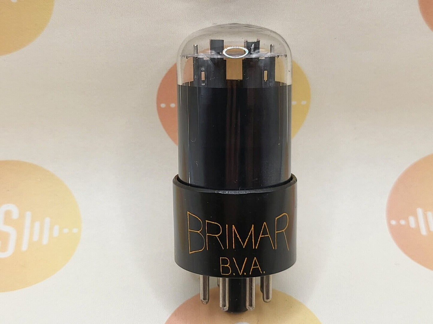 1x Brimar 6SN7GT = VT-231 Schwarzes Glas - Gelber Aufdruck - Britisches BVA - Fast NOS