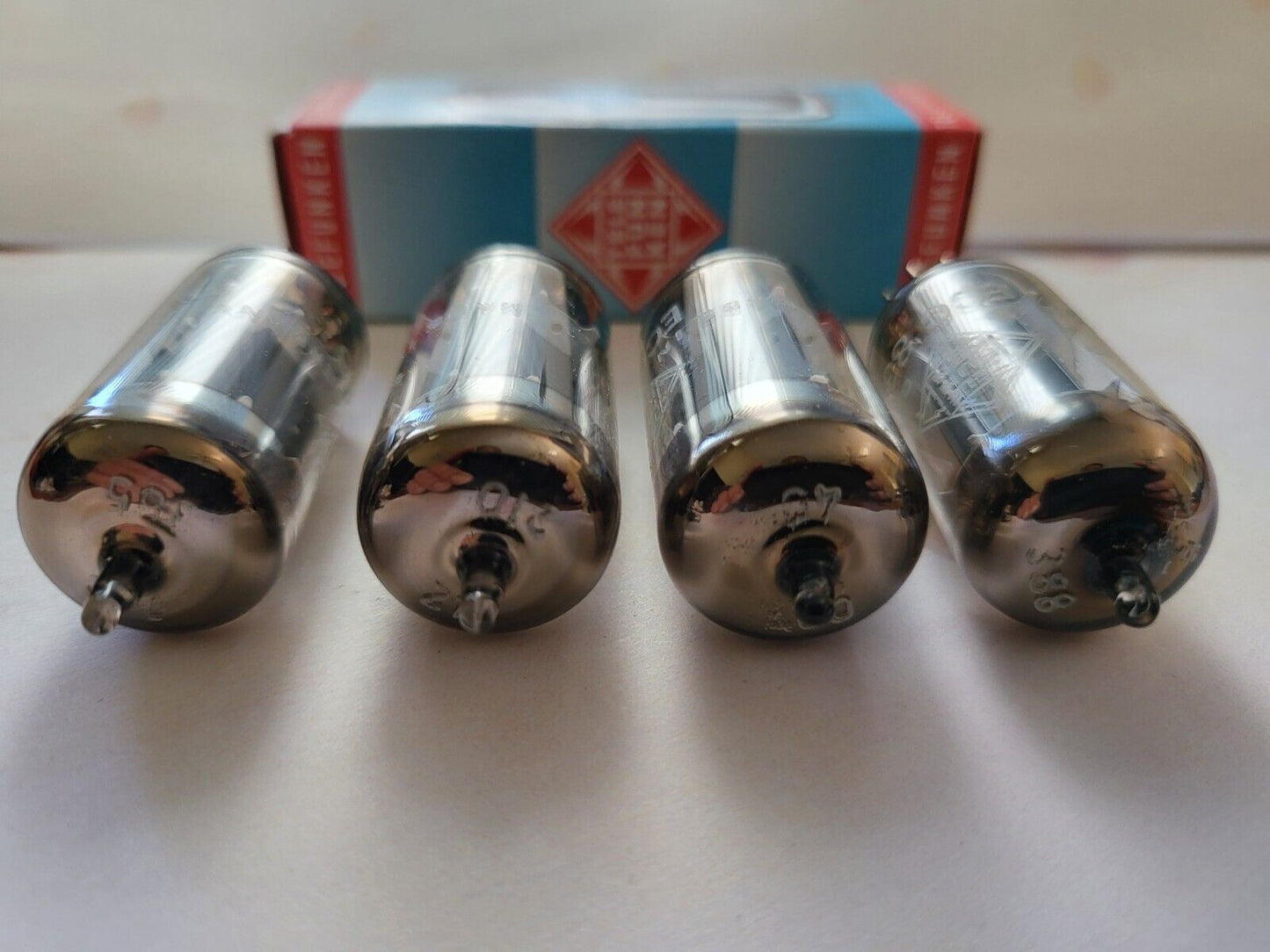 Telefunken ECC83 12AX7 Long Smooth Plates Matched Quad ◇ Base - Berlin 1967 - NO