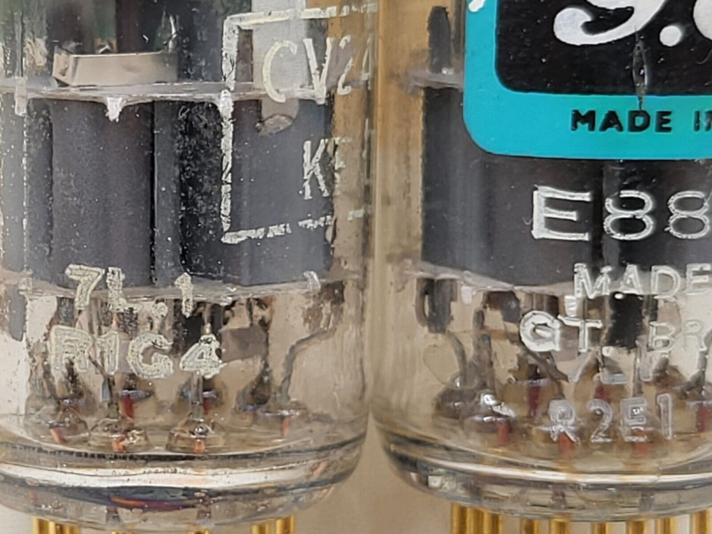 Mullard CV2492 (Mil. spec E88CC/6922) Matched Pair - G.E.C. Label - Mitcham '61/'62