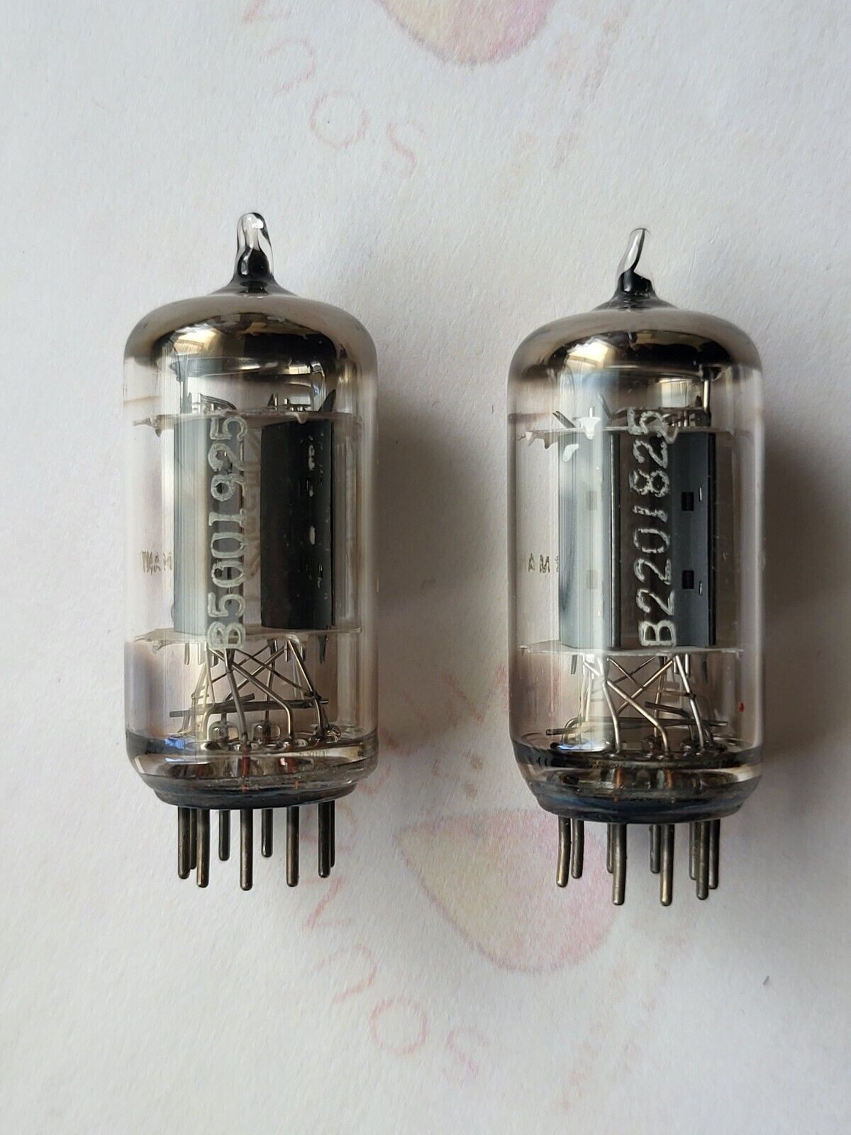 Telefunken ECC82 Matched Pair - 17mm Long Smooth Plates ◇ Bottom - Berlin 1961
