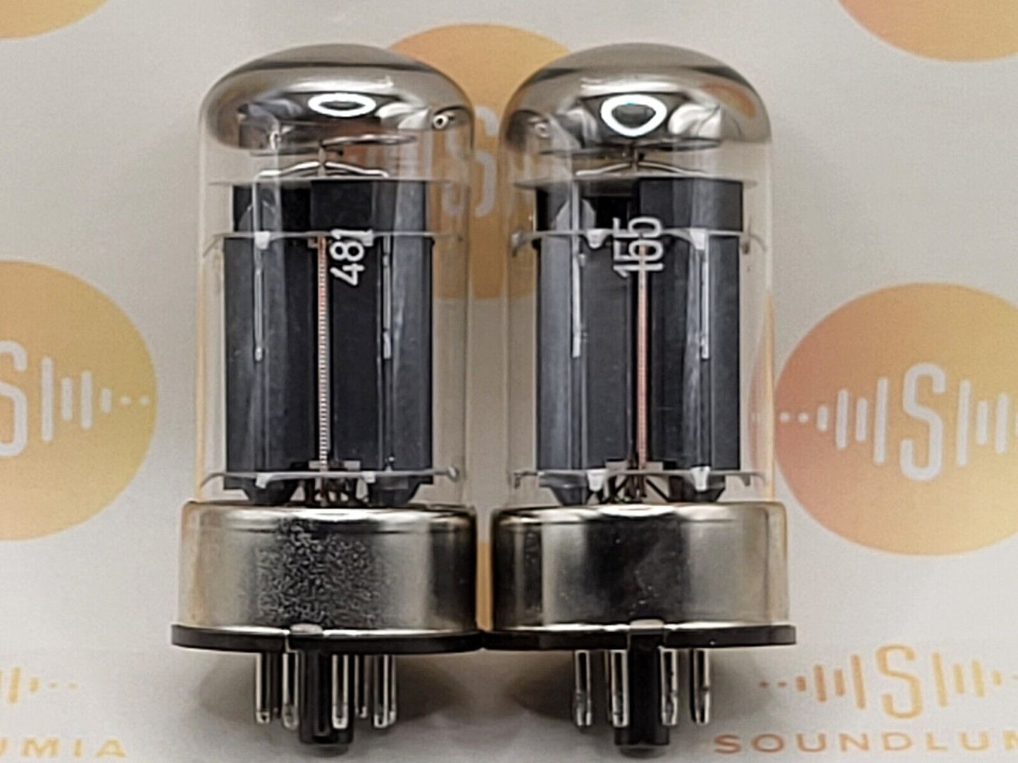 Telefunken 6080 OO Getter 3-Mica Blk Plates Metal Base-Mat. Pair Ulm '66/67 NOS+