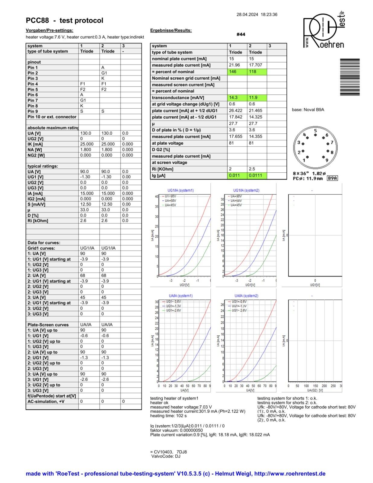 Lorenz PCC88 = 7DJ8(6DJ8 equiv.) Matched Pair Black Logo - Germany 1950s - NOS